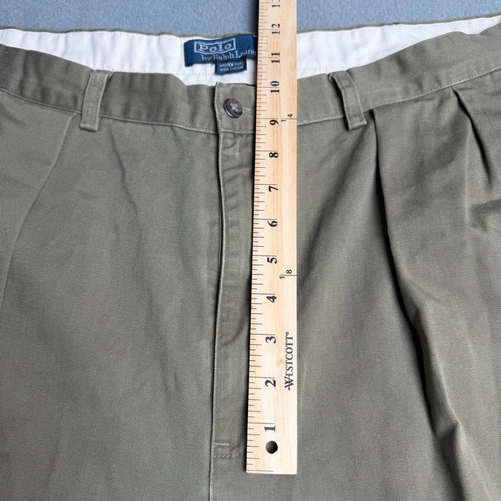 Polo Ralph Lauren Andrew Pant Mens 40x30 Khaki Tan Pleated Cotton Chino Trousers